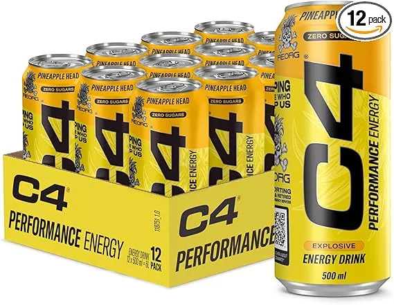 Cellucor C4 Original Energy Drink, Enhance Endurance, Performance and Muscle Support, Hydration, 16oz, 3-12 cans