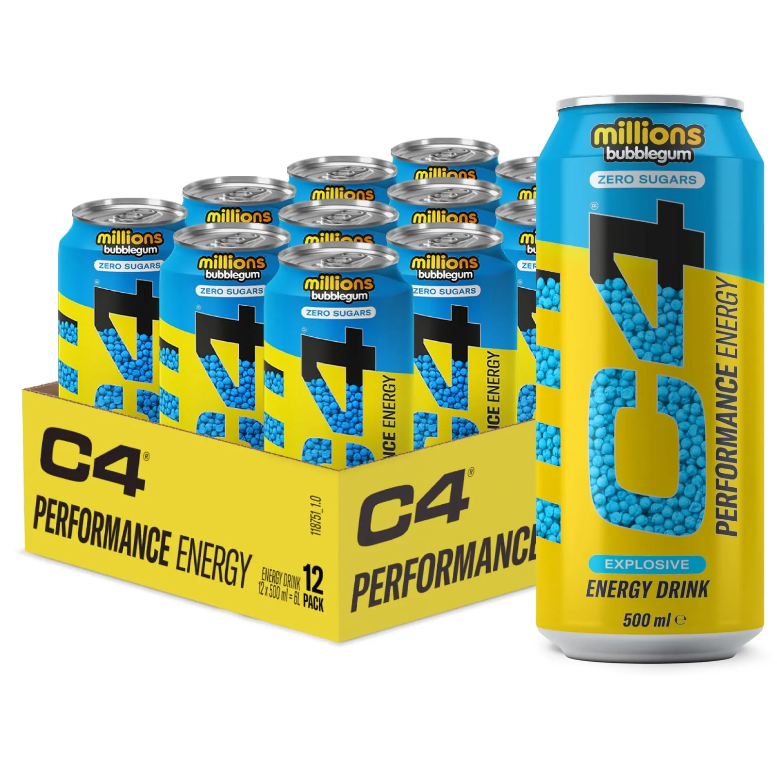 Cellucor C4 Original Energy Drink, Enhance Endurance, Performance and Muscle Support, Hydration, 16oz, 3-12 cans