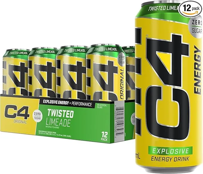 Cellucor C4 Original Energy Drink, Enhance Endurance, Performance and Muscle Support, Hydration, 16oz, 3-12 cans