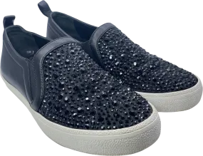Gina Black Leather & Crystal Embellished Satin Gioia Slip On Skate Sneakers Trainers UK 3 EU 36 👠
