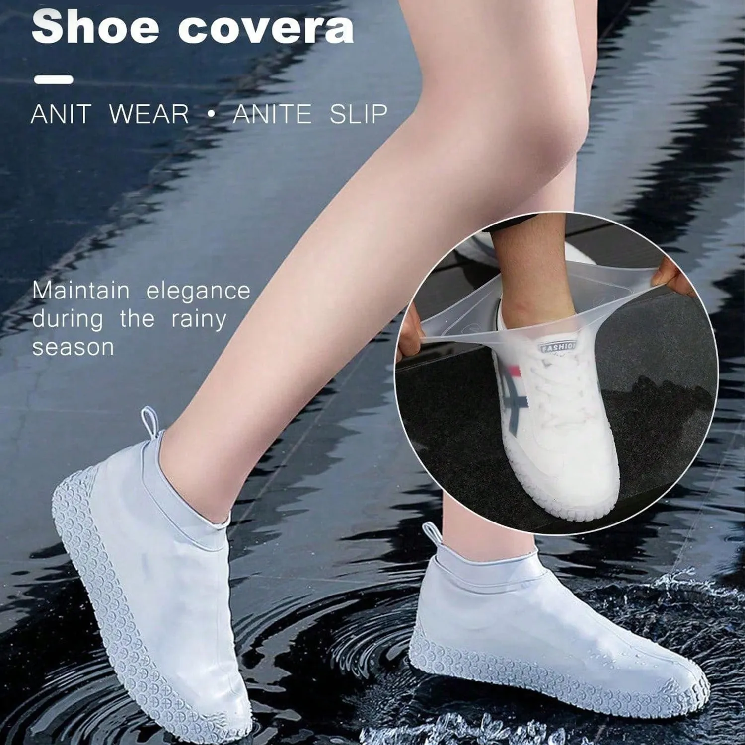 Large Non-Slip Silicone Reusable Waterproof Boot Covers (1 Pair)
