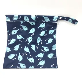 Medium Wetbag - Navy Blue Whale Splash