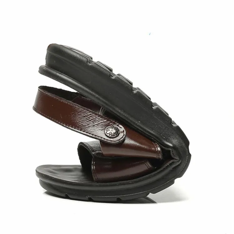 Men's soft PU leather beach sandals