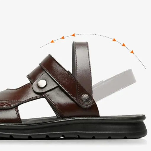 Men's soft PU leather beach sandals