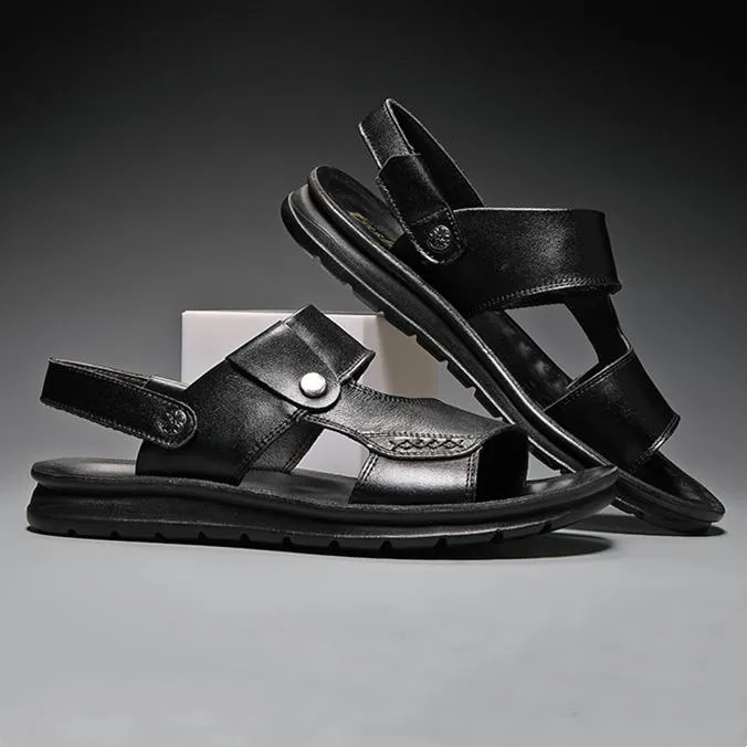 Men's soft PU leather beach sandals