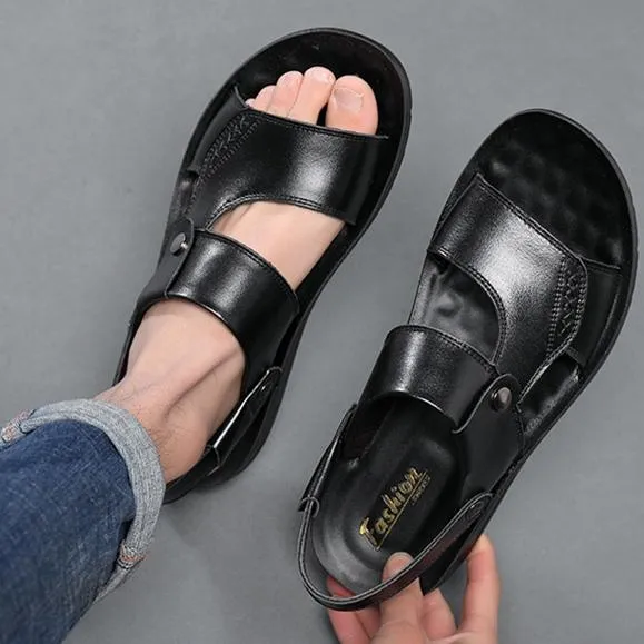 Men's soft PU leather beach sandals