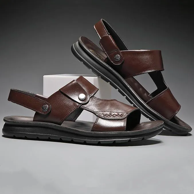 Men's soft PU leather beach sandals