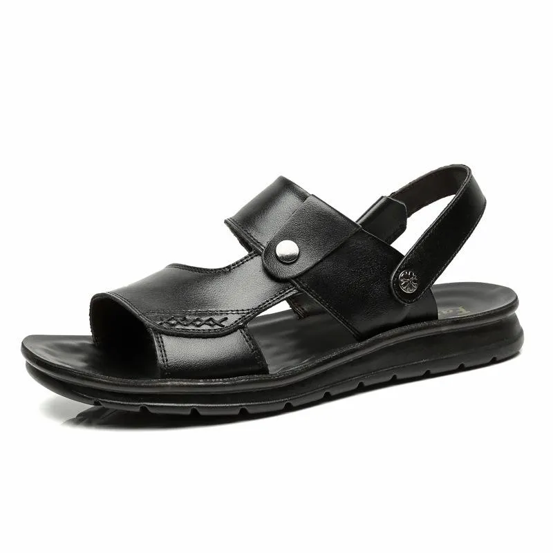 Men's soft PU leather beach sandals