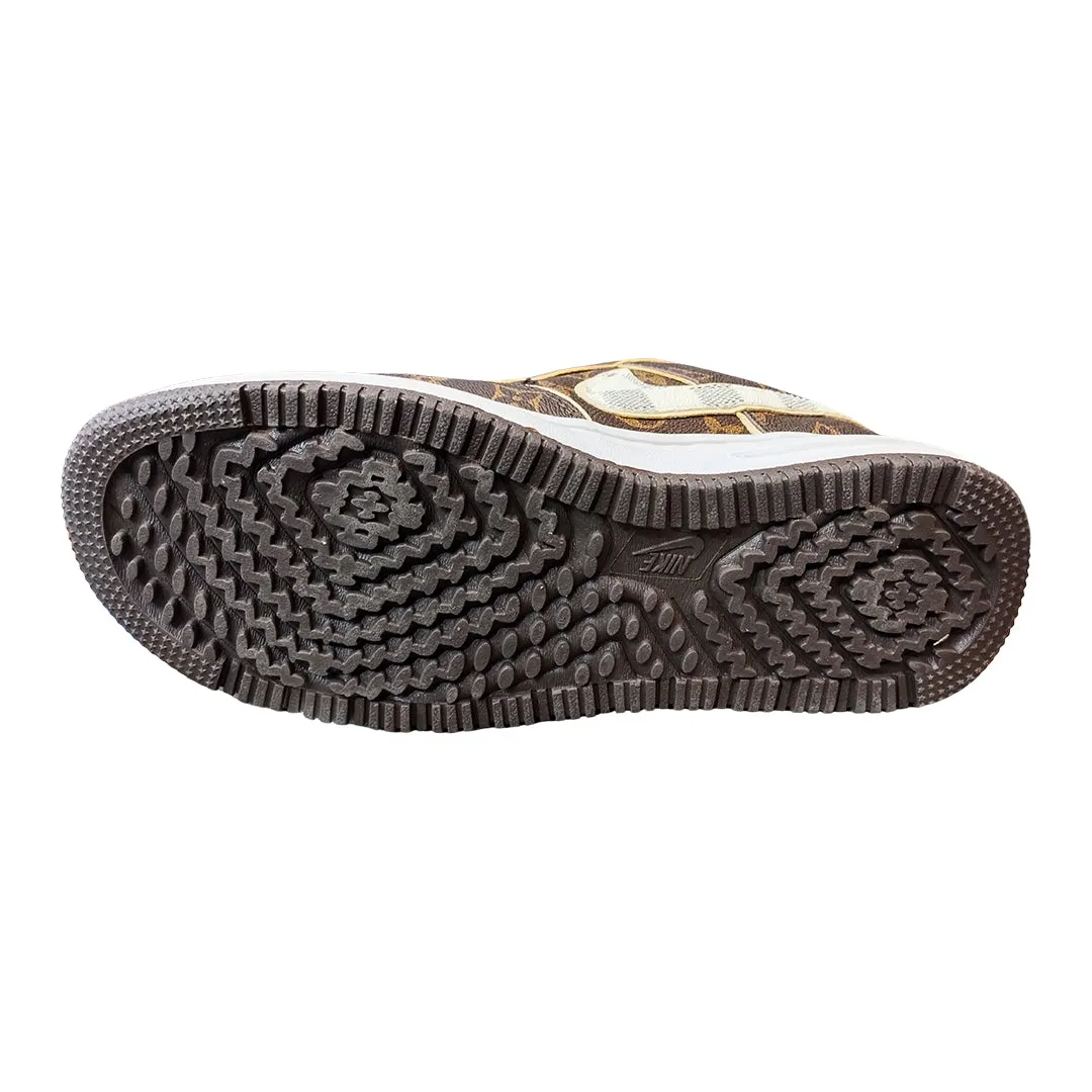 NK LV-Inspired Monogram Pattern Brown White | Luxury Casual Sneakers for Men & Women | Stylish Designer Shoes | Available in Pakistan