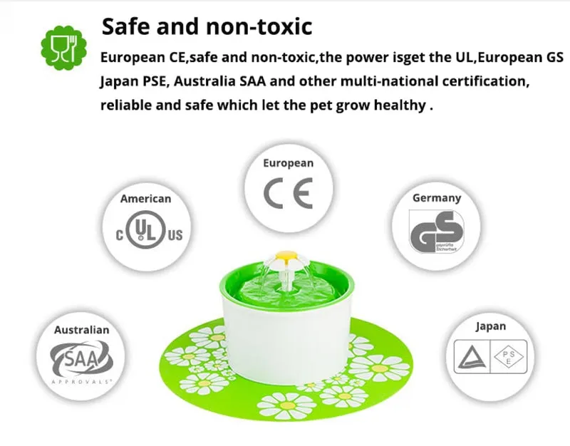 Pet Water Fountain, Automatic, Pet Water Bowl, Water Dispenser, Safe Pet Water Fountain with Filters