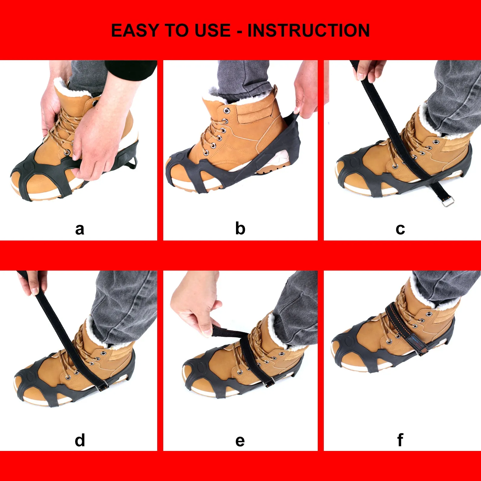 VANGELO Tungsten Ice Cleats with Straps for Winter Boots and Shoes