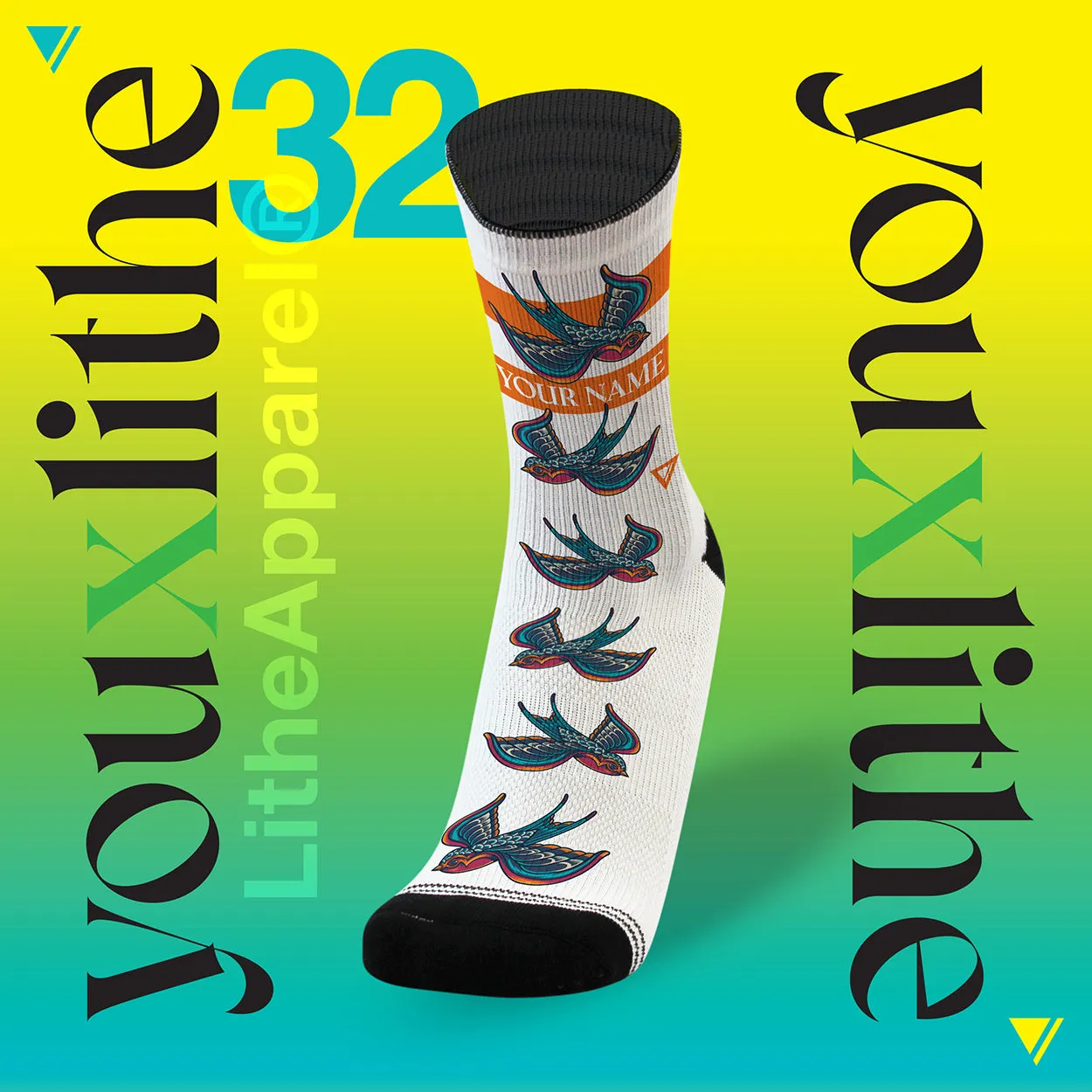 YOU X LITHE | CALCETINES PERSONALIZADOS | TATTOO BIRD